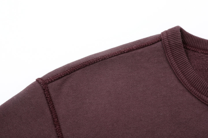 Deluxeware S101-00 20oz Loopwheeled Sweatshirt in Deep Bordeaux – Shoulder Flat Seam Construction