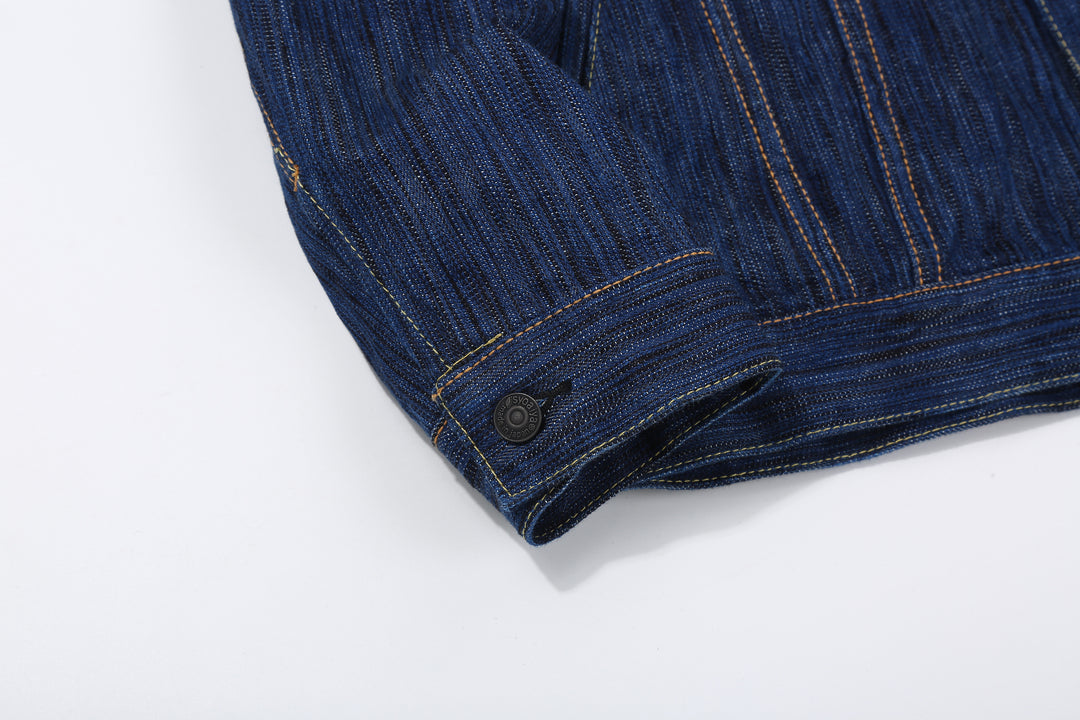 Pure Blue Japan 6226-L 14.5oz Waterfall Denim Type 3 Jacket Light Indigo Made in Japan Selvedge Denim Jacket Cuff Button