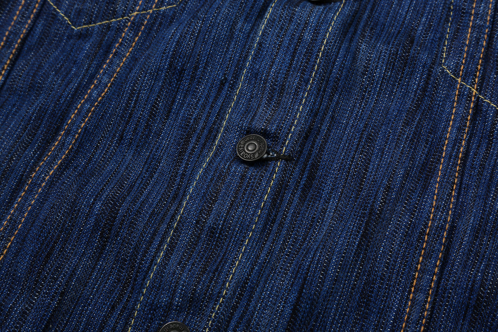 Pure Blue Japan 6226-L 14.5oz Waterfall Denim Type 3 Jacket Light Indigo Made in Japan Selvedge Denim Jacket Button