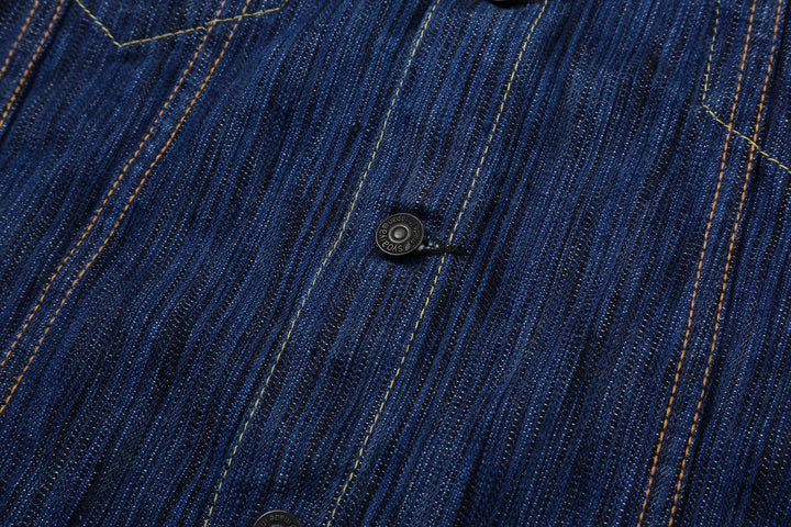 Pure Blue Japan 6226-L 14.5oz Waterfall Denim Type 3 Jacket Light Indigo Made in Japan Selvedge Denim Jacket Button
