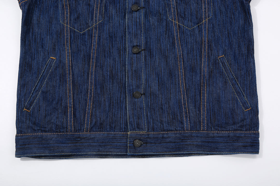 Pure Blue Japan 6226-L 14.5oz Waterfall Denim Type 3 Jacket Light Indigo Made in Japan Selvedge Denim Jacket Hem
