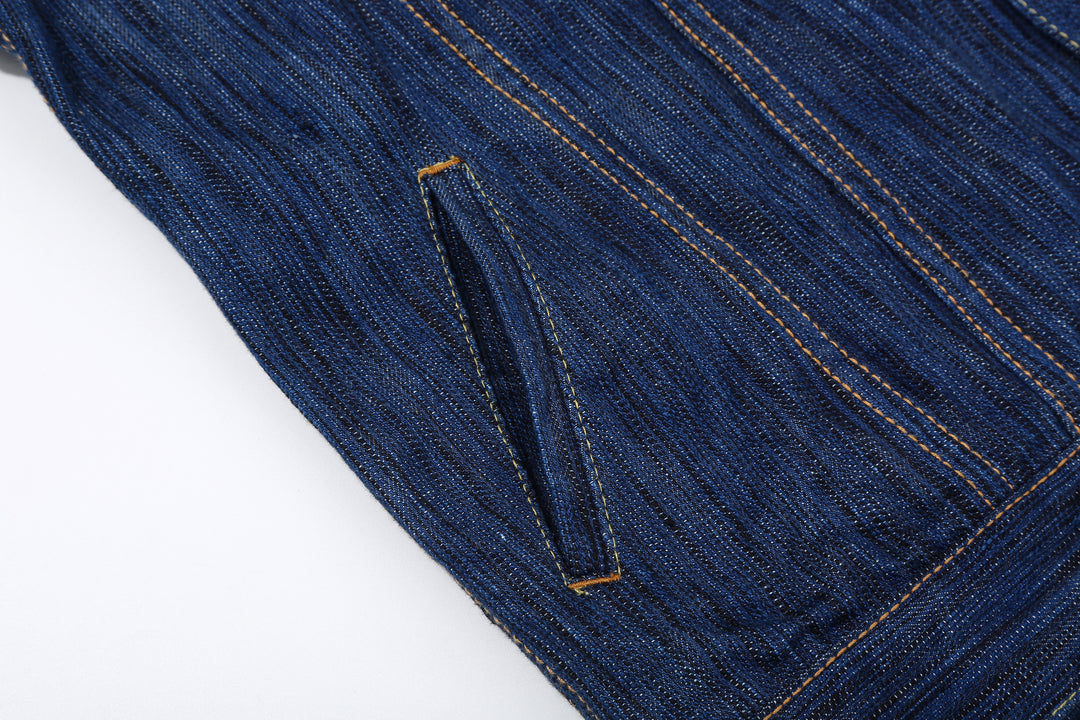 Pure Blue Japan 6226-L 14.5oz Waterfall Denim Type 3 Jacket Light Indigo Made in Japan Selvedge Denim Jacket Side Pocket Right