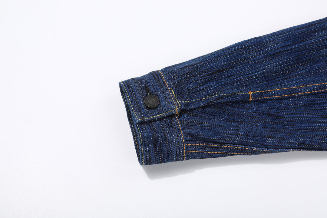 Pure Blue Japan 6226-L 14.5oz Waterfall Denim Type 3 Jacket Light Indigo Made in Japan Selvedge Denim Jacket Cuff Button