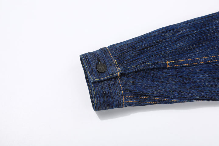 Pure Blue Japan 6226-L 14.5oz Waterfall Denim Type 3 Jacket Light Indigo Made in Japan Selvedge Denim Jacket Cuff Button