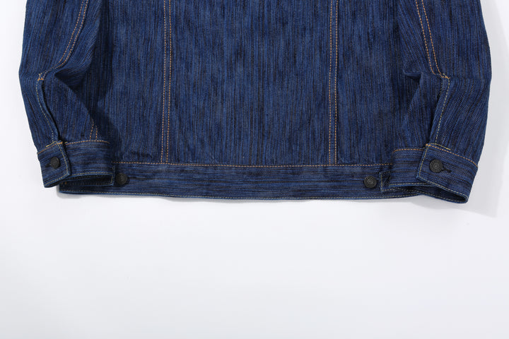Pure Blue Japan 6226-L 14.5oz Waterfall Denim Type 3 Jacket Light Indigo Made in Japan Selvedge Denim Jacket Hem Back