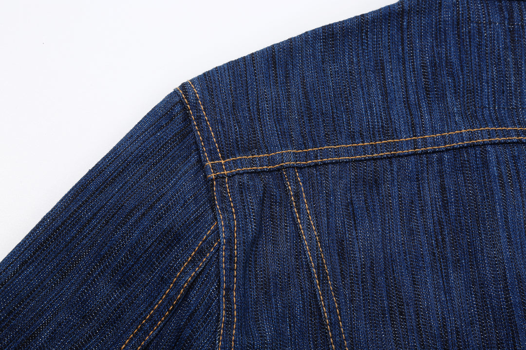 Pure Blue Japan 6226-L 14.5oz Waterfall Denim Type 3 Jacket Light Indigo Made in Japan Selvedge Denim Jacket Back Panels