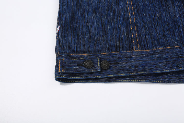 Pure Blue Japan 6226-L 14.5oz Waterfall Denim Type 3 Jacket Light Indigo Made in Japan Selvedge Denim Jacket Hem Button Adjuster