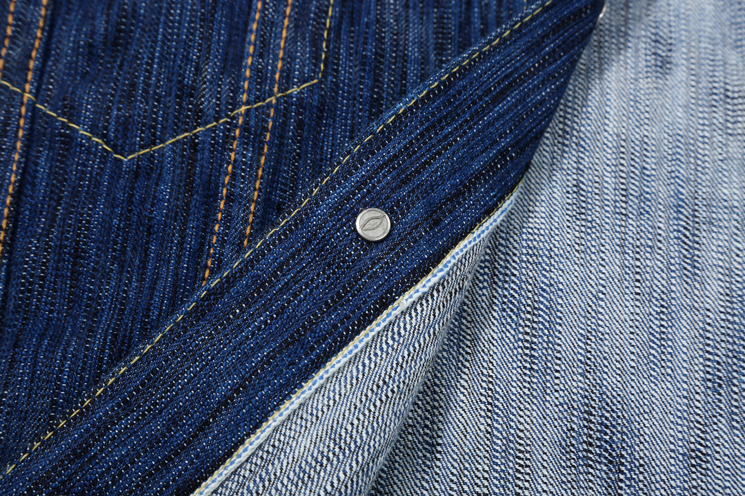 Pure Blue Japan 6226-L 14.5oz Waterfall Denim Type 3 Jacket Light Indigo Made in Japan Selvedge Denim Jacket Button Reverse Side