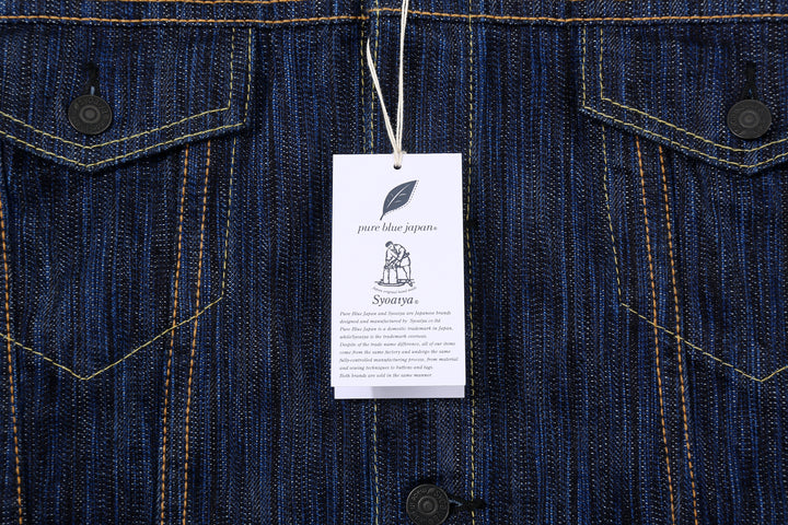 Pure Blue Japan 6226-D 14.5oz Waterfall Denim Type 3 Jacket Dark Indigo Made in Japan Selvedge Denim Jacket Paper Tag