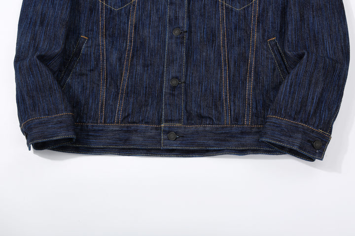 Pure Blue Japan 6226-D 14.5oz Waterfall Denim Type 3 Jacket Dark Indigo Made in Japan Selvedge Denim Jacket Hem and Cuff
