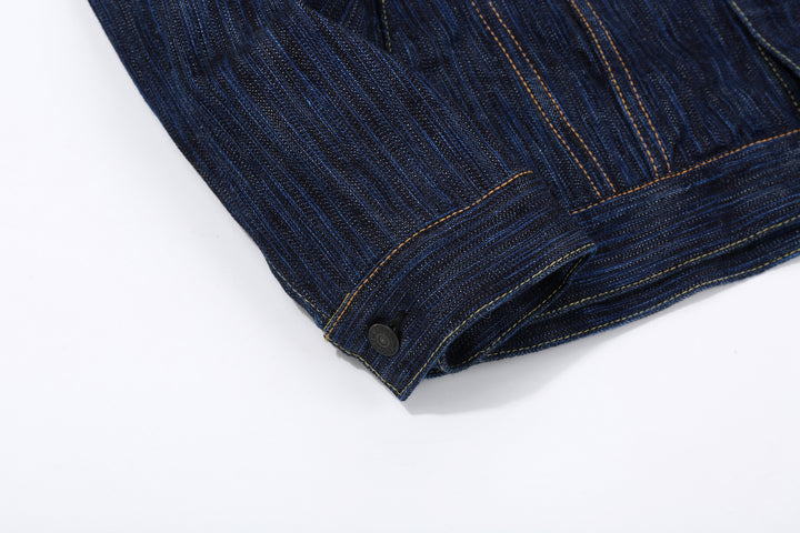 Pure Blue Japan 6226-D 14.5oz Waterfall Denim Type 3 Jacket Dark Indigo Made in Japan Selvedge Denim Jacket Cuff