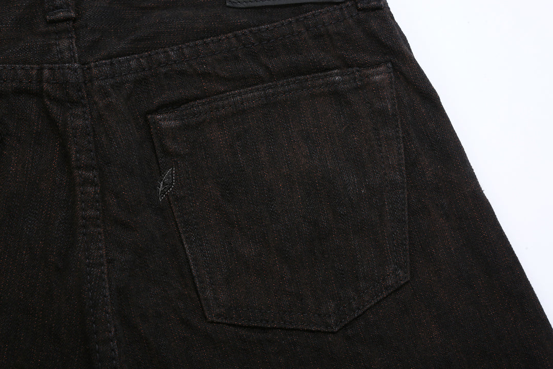 Pure Blue Japan extra slub denim black persimmon selvedge jeans Japan back pocket