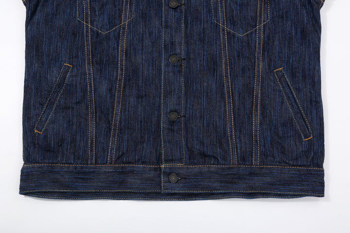 Pure Blue Japan 6226-D 14.5oz Waterfall Denim Type 3 Jacket Dark Indigo Made in Japan Selvedge Denim Jacket Hem