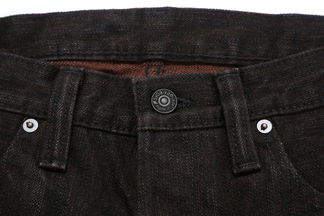 Pure Blue Japan extra slub denim black persimmon selvedge jeans Japan button