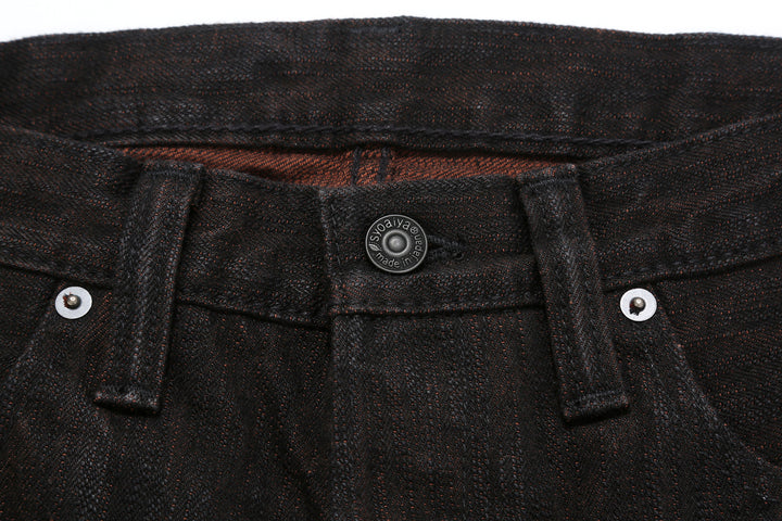 Pure Blue Japan extra slub denim black persimmon selvedge jeans Japan button