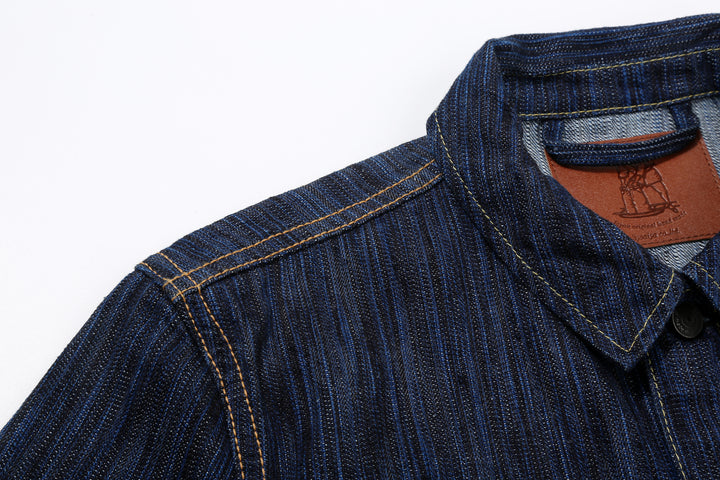 Pure Blue Japan 6226-D 14.5oz Waterfall Denim Type 3 Jacket Dark Indigo Made in Japan Selvedge Denim Jacket Shoulder Seam