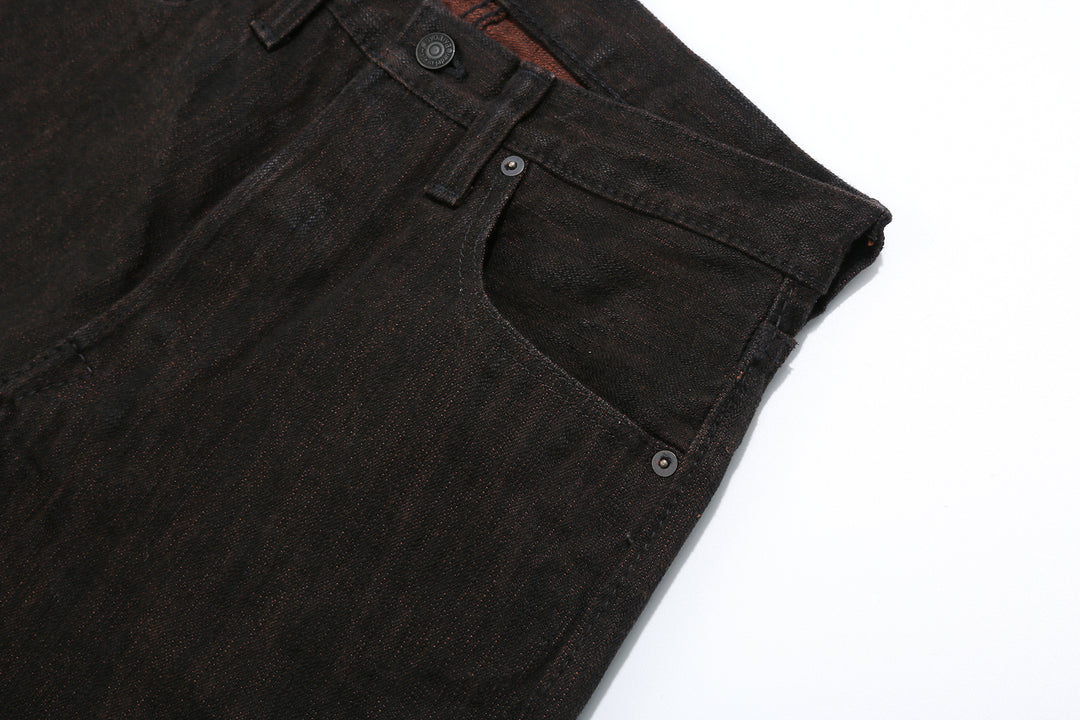 Pure Blue Japan PER-EX-003-BK 15oz Black x Persimmon Extra Slub Denim - Regular Straight Fit