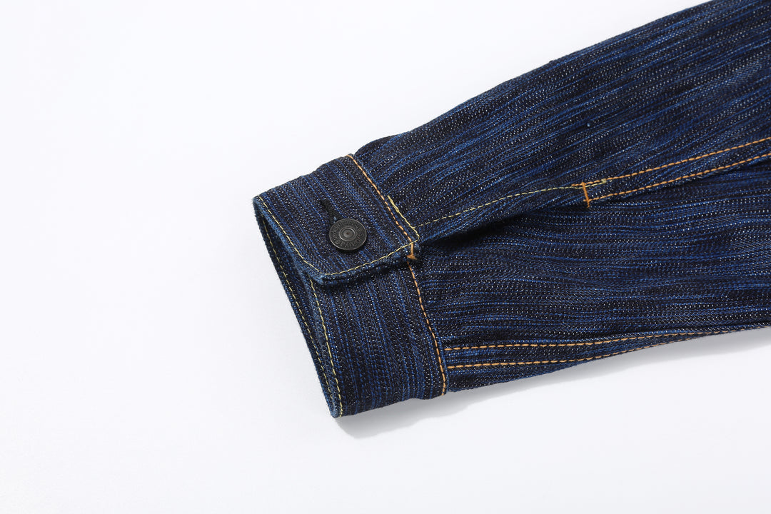 Pure Blue Japan 6226-D 14.5oz Waterfall Denim Type 3 Jacket Dark Indigo Made in Japan Selvedge Denim Jacket Cuff Button