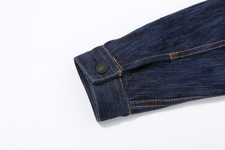 Pure Blue Japan 6226-D 14.5oz Waterfall Denim Type 3 Jacket Dark Indigo Made in Japan Selvedge Denim Jacket Cuff Button