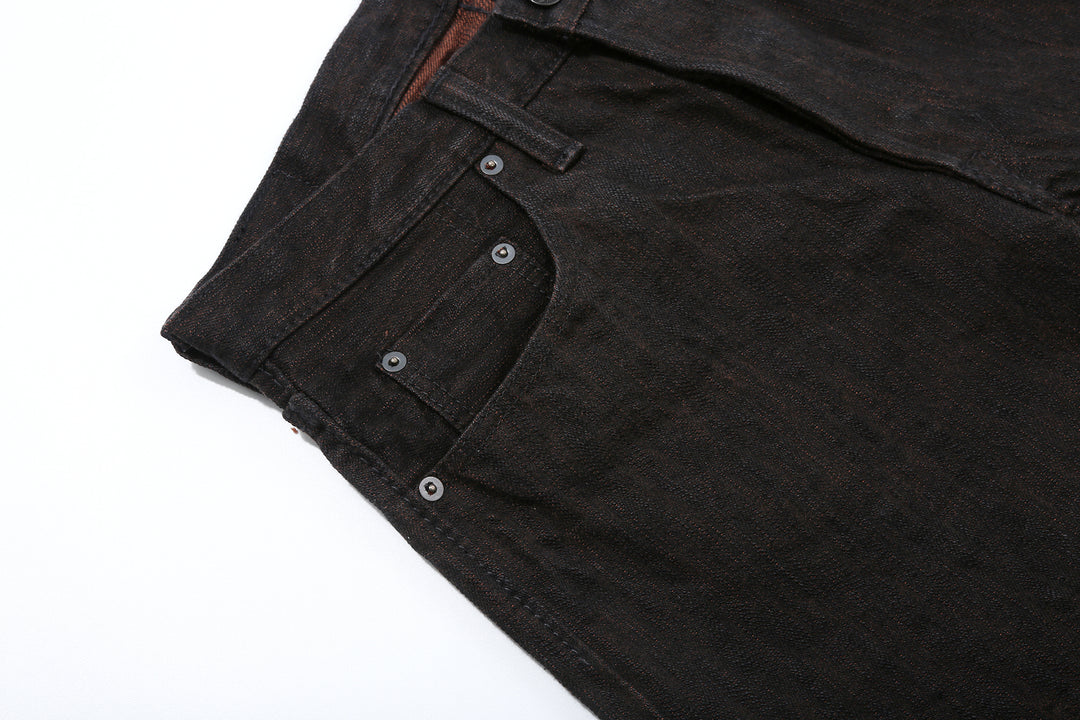 Pure Blue Japan PER-EX-003-BK 15oz Black x Persimmon Extra Slub Denim - Regular Straight Fit
