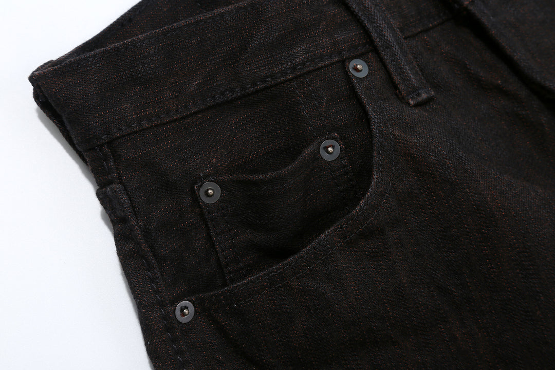 Pure Blue Japan PER-EX-003-BK 15oz Black x Persimmon Extra Slub Denim - Regular Straight Fit