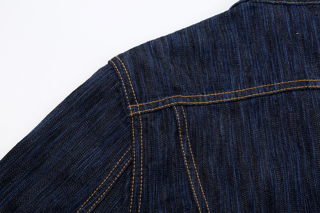 Pure Blue Japan 6226-D 14.5oz Waterfall Denim Type 3 Jacket Dark Indigo Made in Japan Selvedge Denim Jacket Back Panels