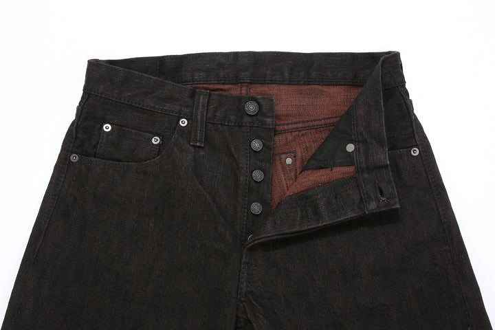Pure Blue Japan extra slub denim black persimmon selvedge jeans Japan detail