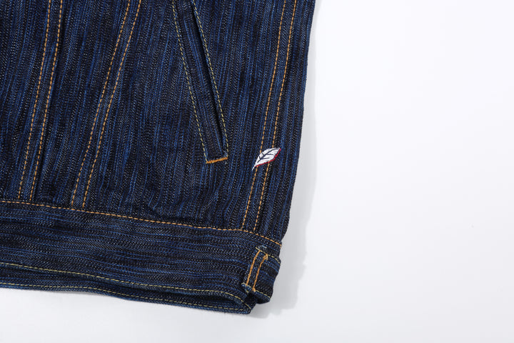 Pure Blue Japan 6226-D 14.5oz Waterfall Denim Type 3 Jacket Dark Indigo Made in Japan Selvedge Denim Jacket Shoi Leaf