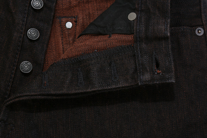 Pure Blue Japan PER-EX-003-BK 15oz Black x Persimmon Extra Slub Denim - Regular Straight Fit