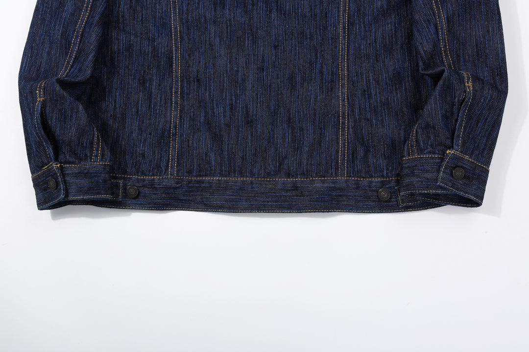 Pure Blue Japan 6226-D 14.5oz Waterfall Denim Type 3 Jacket Dark Indigo Made in Japan Selvedge Denim Jacket Hem Back
