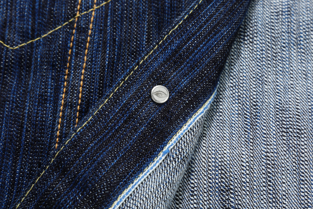 Pure Blue Japan 6226-D 14.5oz Waterfall Denim Type 3 Jacket Dark Indigo Made in Japan Selvedge Denim Jacket Button Reverse Side