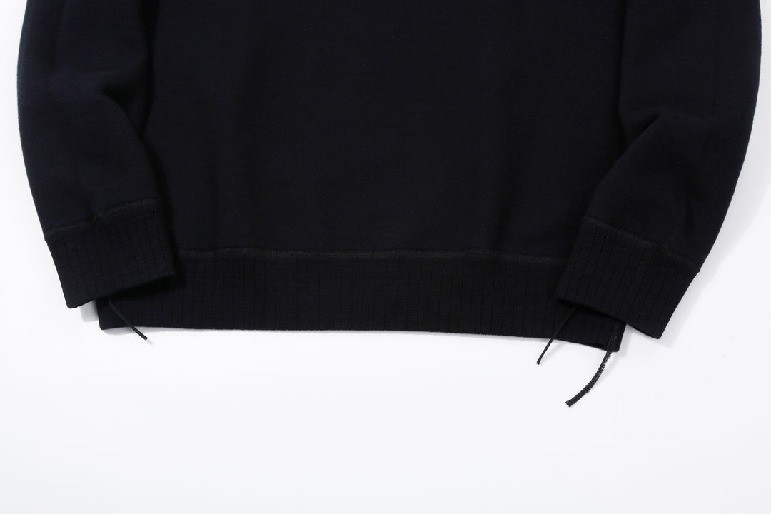 Pure Blue Japan 5410-IDBK Indigo Pullover Hoodie Black Overdye – Ribbed Cuffs, Hem and Chain Stitch Run-Off Detail