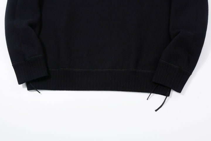 Pure Blue Japan 5410-IDBK Indigo Pullover Hoodie Black Overdye – Ribbed Cuffs, Hem and Chain Stitch Run-Off Detail