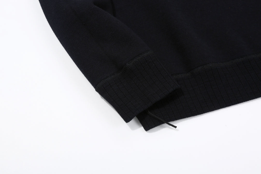 Pure Blue Japan 5410-IDBK Indigo Pullover Hoodie Black Overdye – Needle-Out Ribbed Cuff Close-Up