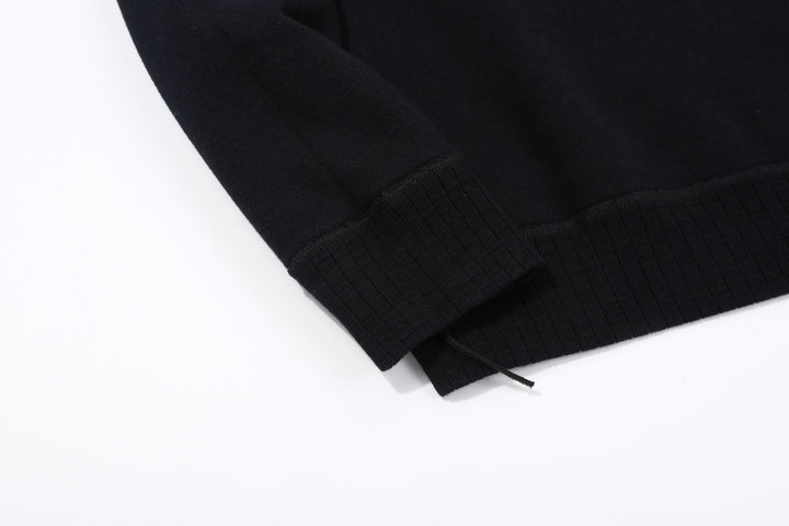 Pure Blue Japan 5410-IDBK Indigo Pullover Hoodie Black Overdye – Needle-Out Ribbed Cuff Close-Up