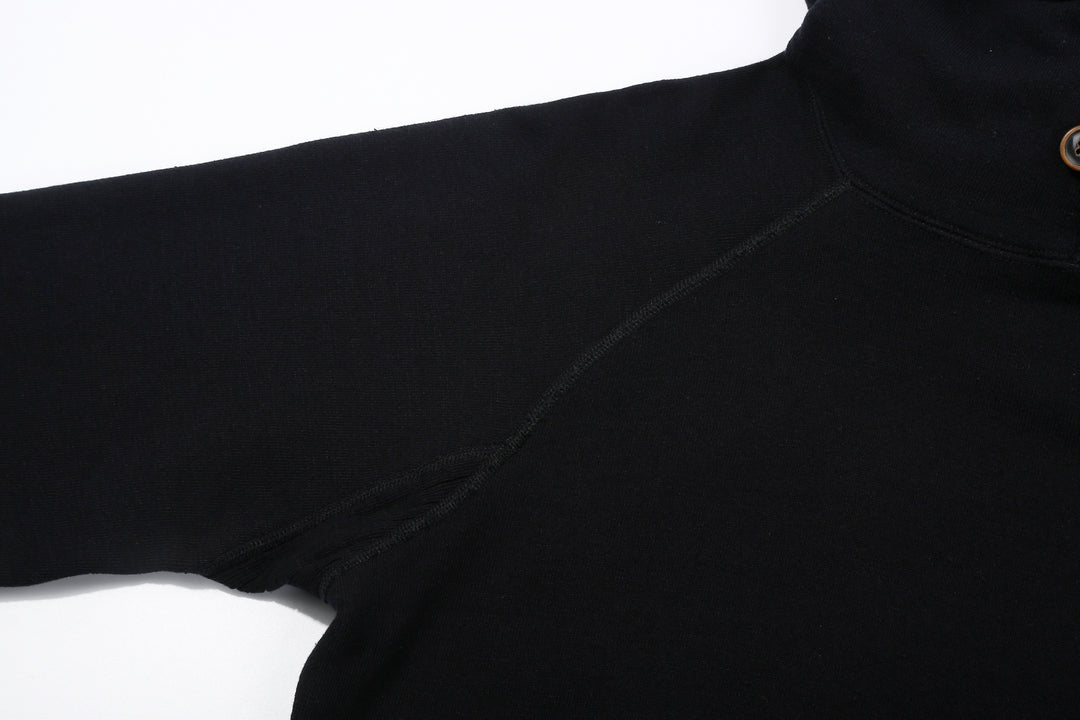 Pure Blue Japan 5410-IDBK Indigo Pullover Hoodie Black Overdye – Raglan Sleeve Construction Detail