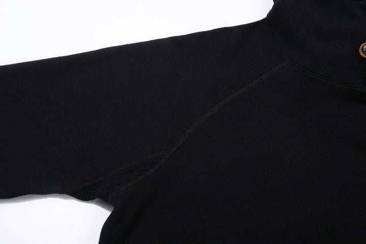 Pure Blue Japan 5410-IDBK Indigo Pullover Hoodie Black Overdye – Raglan Sleeve Construction Detail
