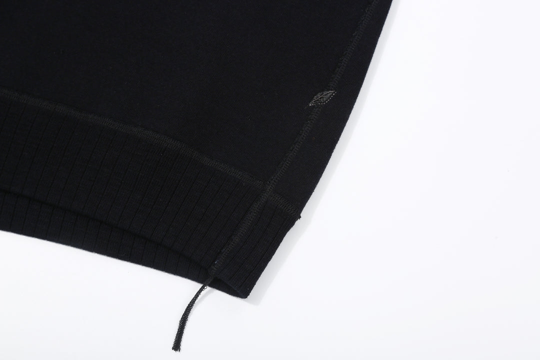 Pure Blue Japan 5410-IDBK Indigo Pullover Hoodie Black Overdye – Shoai Leaf Embroidery and Chain Stitch Run-Off Detail