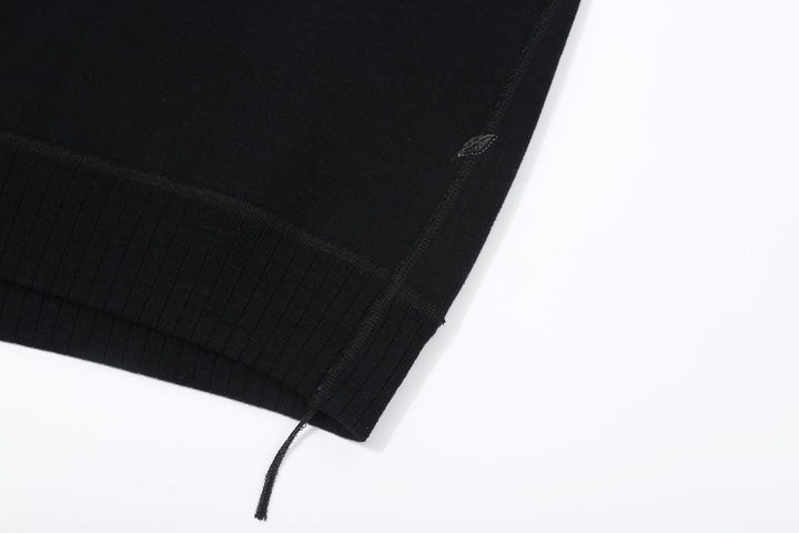 Pure Blue Japan 5410-IDBK Indigo Pullover Hoodie Black Overdye – Shoai Leaf Embroidery and Chain Stitch Run-Off Detail