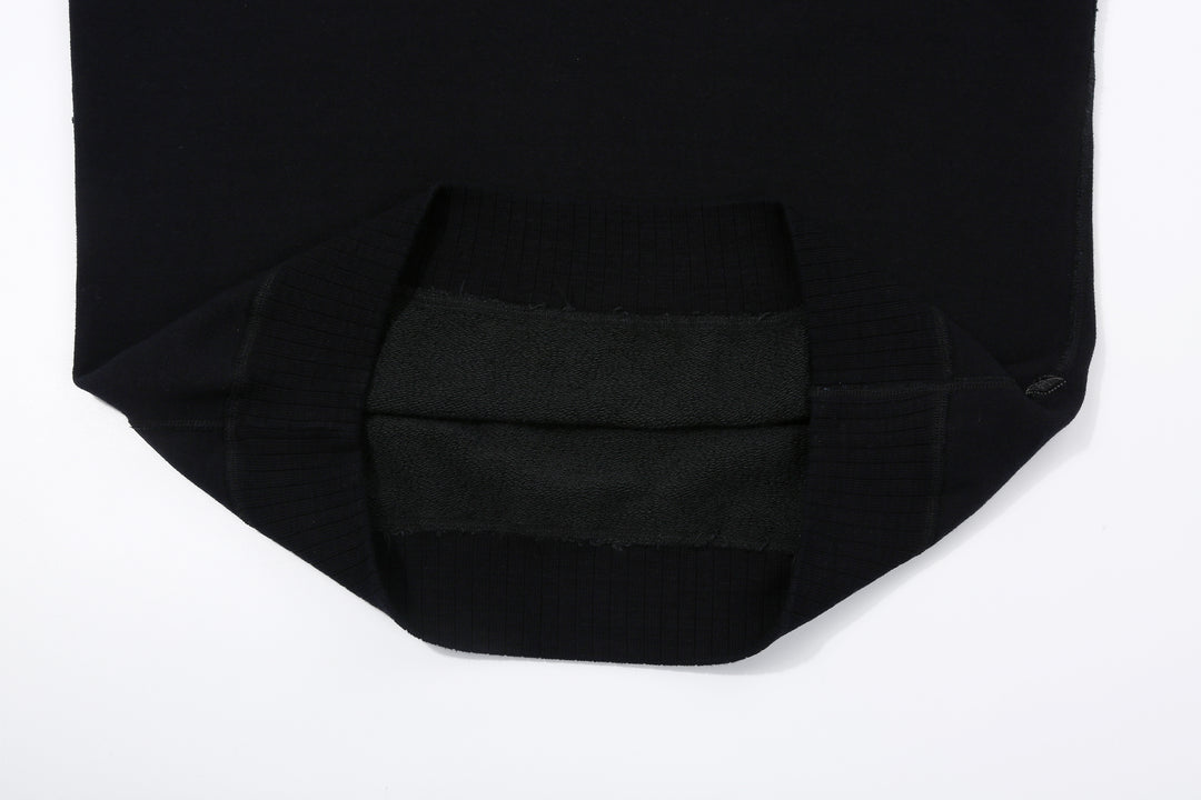Pure Blue Japan 5410-IDBK Indigo Pullover Hoodie Black Overdye – Interior Hem and Loopback Knit Detail