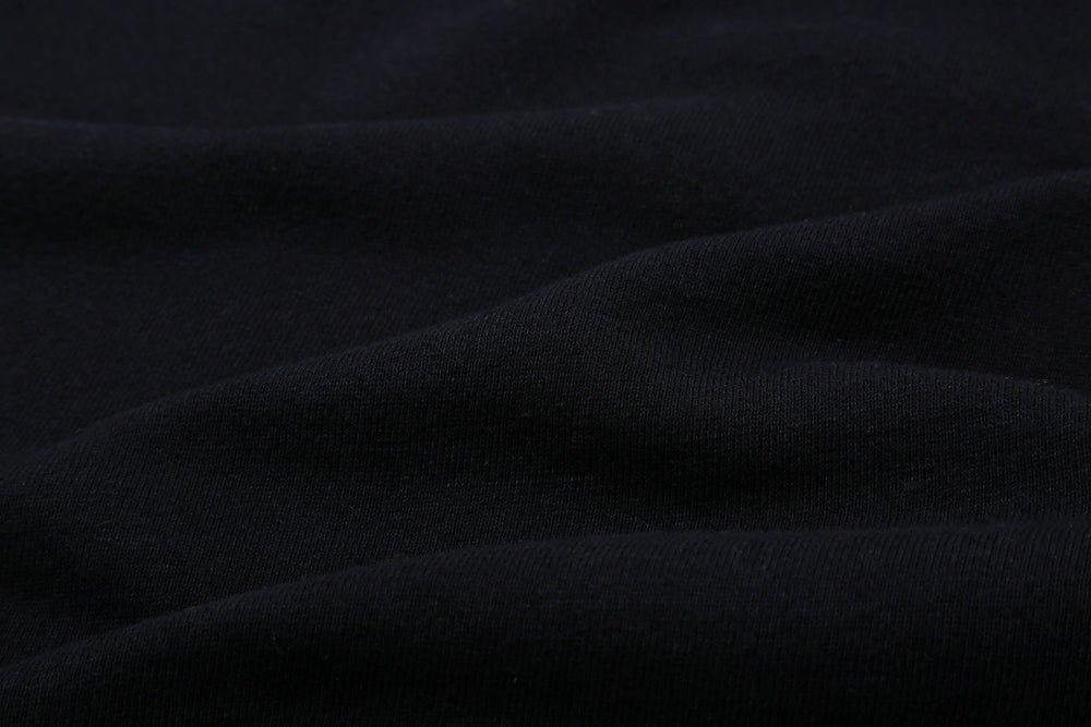 Pure Blue Japan 5410-IDBK Indigo Pullover Hoodie Black Overdye – Cotton Knit Texture Close-Up