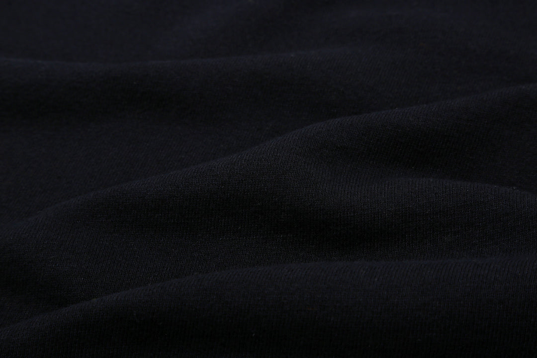 Pure Blue Japan 5410-IDBK Indigo Pullover Hoodie Black Overdye – Cotton Knit Texture Close-Up