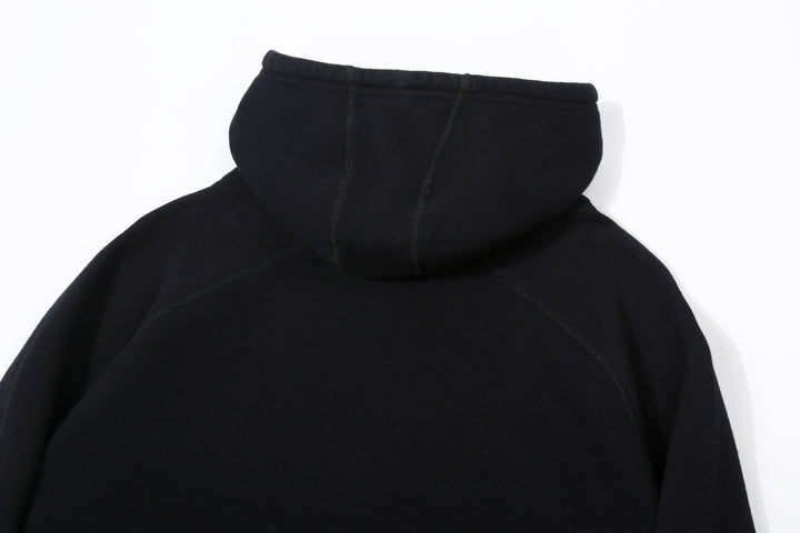 Pure Blue Japan 5410-IDBK Indigo Pullover Hoodie Black Overdye – Back Hood and Raglan Seam Detail
