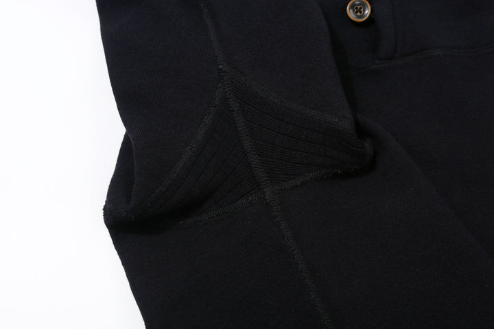Pure Blue Japan 5410-IDBK Indigo Pullover Hoodie Black Overdye – Ribbed Underarm Gusset Close-Up