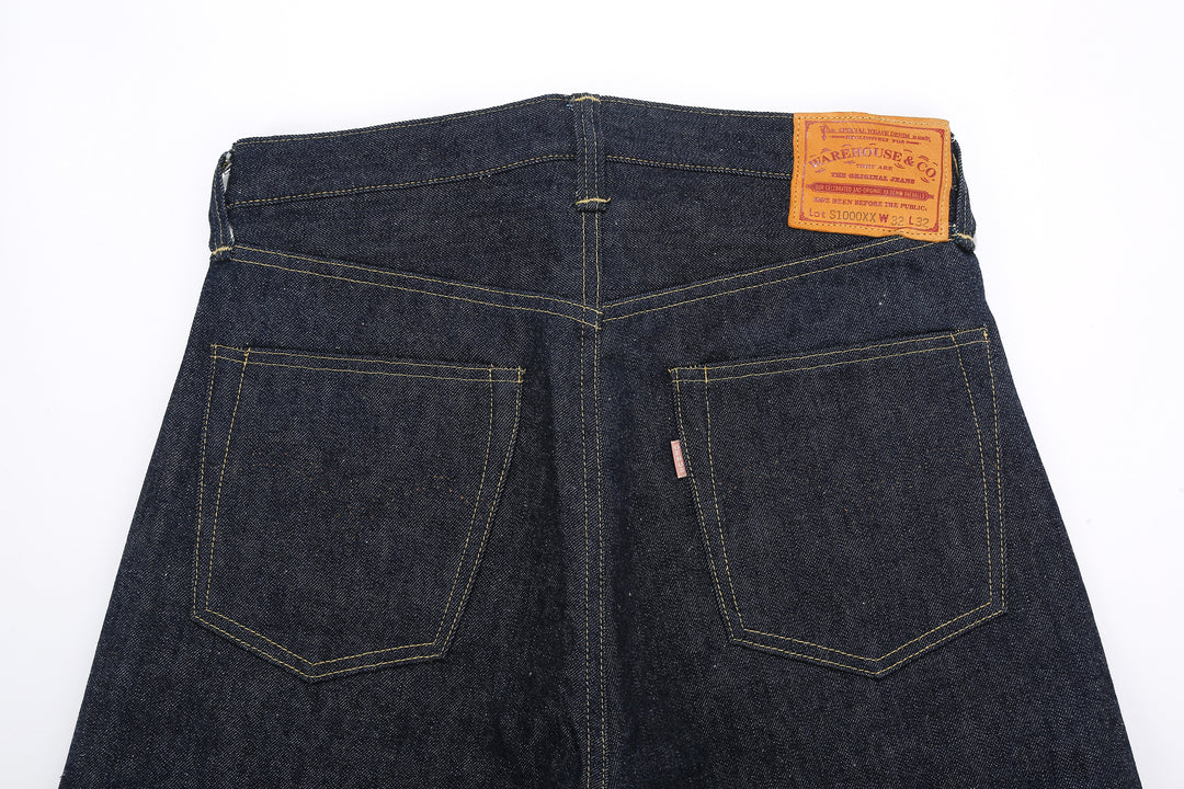 Warehouse Dead Stock Blue Lot S1000XX 14oz Selvedge Denim - Straight Fit Made in Japan Back Pocket