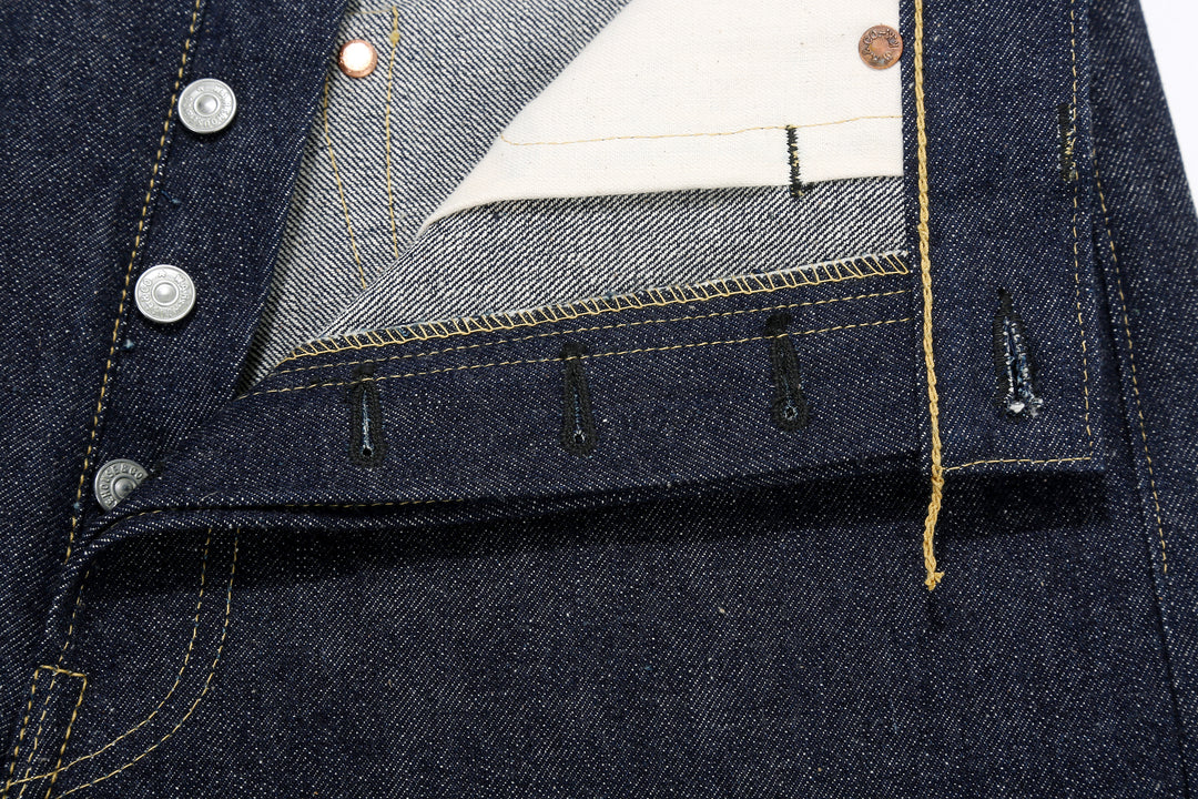 Warehouse Dead Stock Blue Lot S1000XX 14oz Selvedge Denim - Straight Fit Made in Japan Button Hole