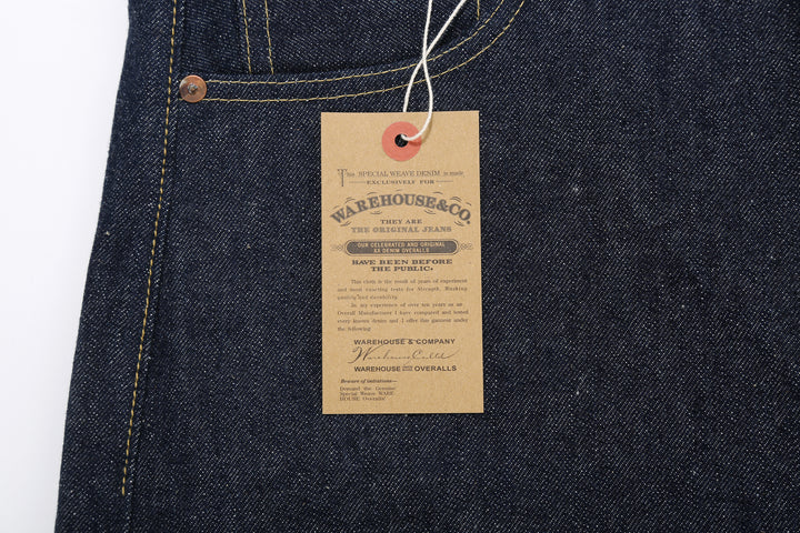 Warehouse Dead Stock Blue Lot S1000XX 14oz Selvedge Denim - Straight Fit Made in Japan Paper Tag