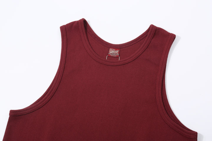 Deluxeware TNKP-00 Heavyweight Ribbed Knit Tank Top Neck Bordeaux