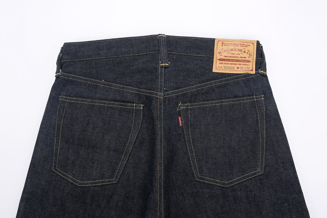 Warehouse S1003XX-LTD 14oz Selvedge Jeans – Back Yoke and Leather Patch Detail