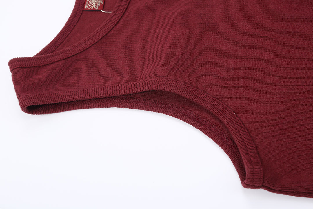 Deluxeware TNKP-00 Heavyweight Ribbed Knit Tank Top Arm Hole Bordeaux
